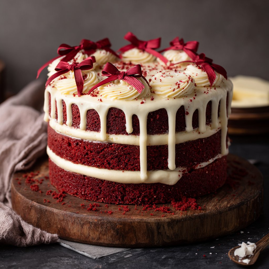 Red Velvet Birthday Cake with Bows
