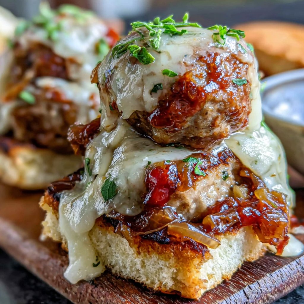 Barbecue Meatball Burger Stack